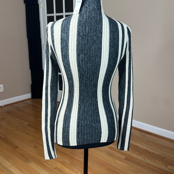 Buckle Black and Cream Striped Mock Neck Top - Picture 5 of 5